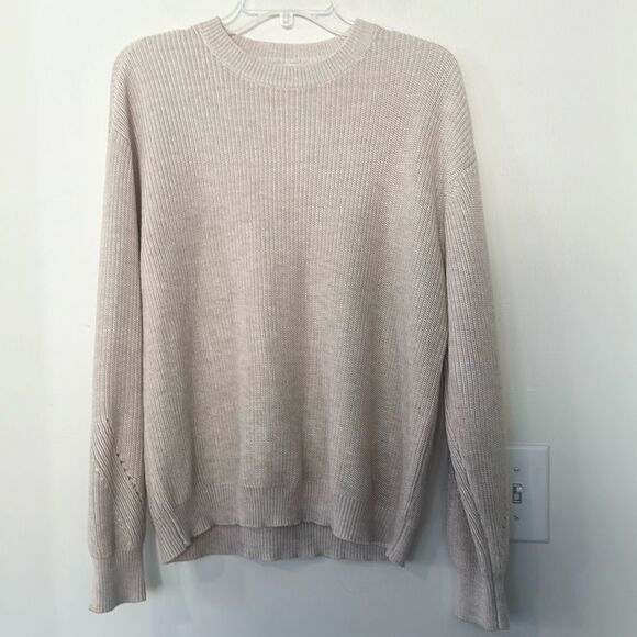 Gentle Fawn Beige Ribbed Crewneck Sweater L - Picture 1 of 5